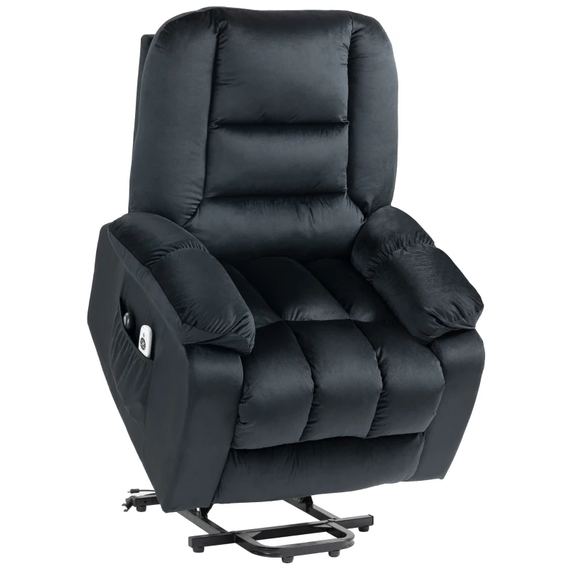 HOMCOM Fauteuil releveur électrique fauteuil de relaxation inclinable 8 points de massage vibrants 85 x 94 x 107 cm noir(m-11)