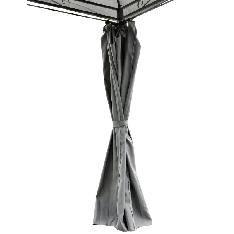 Outsunny Tonnelle barnum pavillon de jardin style colonial double toit toiles latérales amovibles 3L x 4l x 2,8H m gris