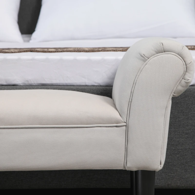 HOMCOM Taburete Pie de Cama Banqueta con Brazos Tapizada tipo Banco de Madera para Dormitorio Salón Recibidor 102x36x51cm Carga 130kg(m-9)
