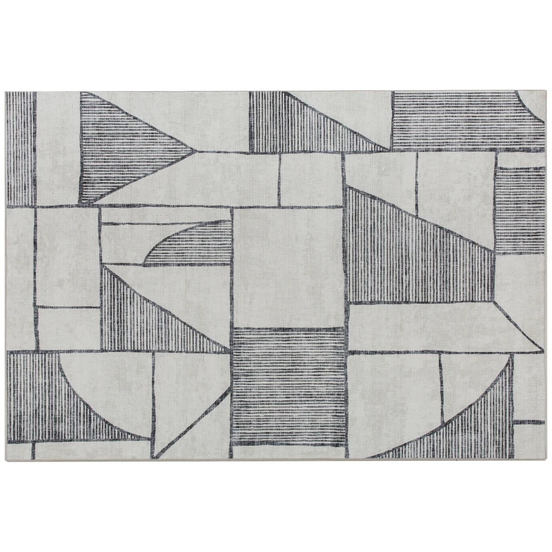 HOMCOM Alfombra Moderna Antideslizante con Diseño Geométrico, de Poliéster Multicolor, 230x160x0.7 cm
