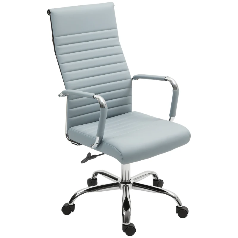 Vinsetto Cadeira de Escritório Giratoria 360° Inclinável com Altura Ajustável Rodas Apoio de Braços 54x62x104-114 cm Cinzento Claro