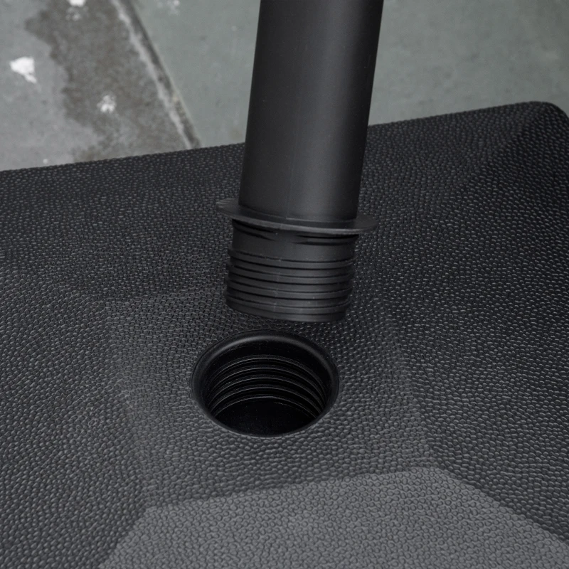 Outsunny Base de Sombrilla con 4 Ruedas Bloqueables Soporte de Parasol Rellenable de Arena 18 kg o Agua 16 kg para Jardín Patio Terraza 45x45x39 cm Negro