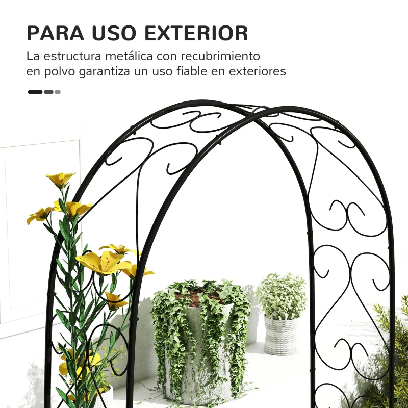 Outsunny Arco de Jardín de Acero para Rosas y Plantas Trepadoras Arco de Boda para Plantas y Decoraciones 125x37x230 cm Negro