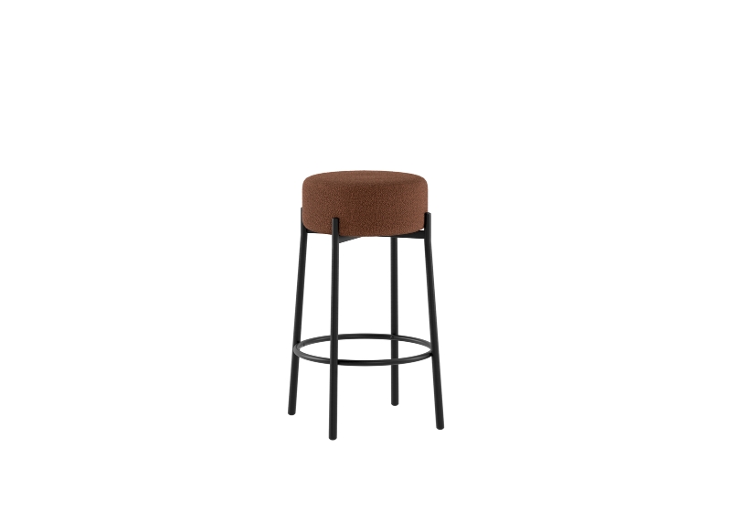 STONES Set 2 scaune de bar din țesătură ruginie cu picioare metalice negre 41cm X 41cm H. 67cm