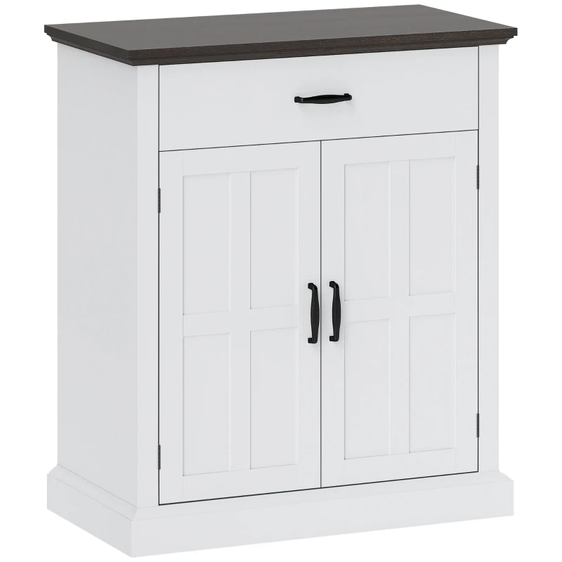 HOMCOM Aparador para Sala de Estar Estilo Rústico com 1 Gaveta Prateleira Ajustável 75,2x40x91,5 cm Branco e Madeira