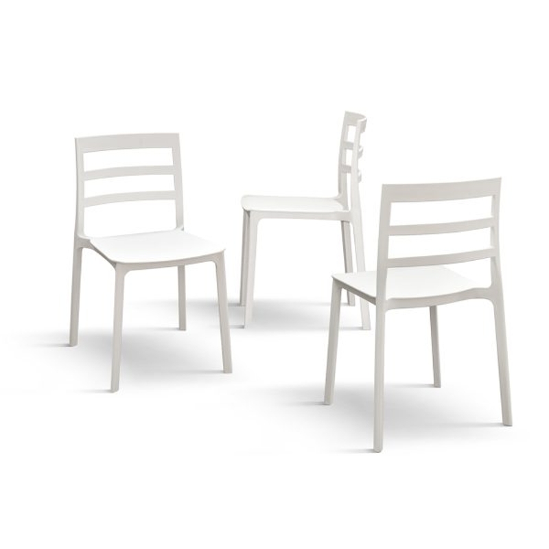 PAZZO DESIGN Set de 4 scaune Luca alb din polipropilenă