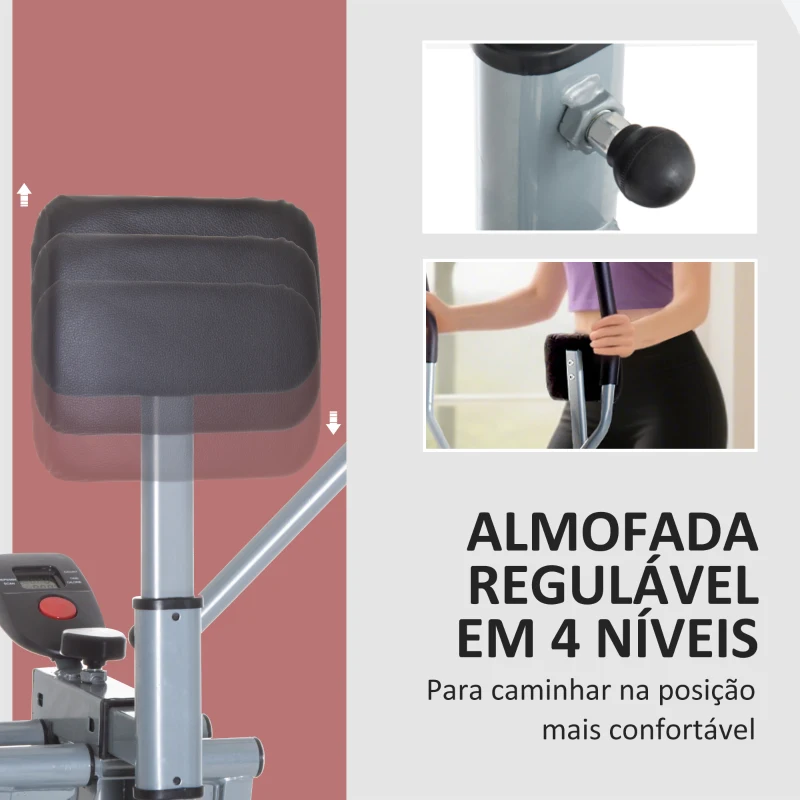 HOMCOM Bicicleta Elíptica Treinador Elíptico Ajustável com Monitor Capacidade 110 kg para Casa Ginásio 96x60x152 cm Cinza