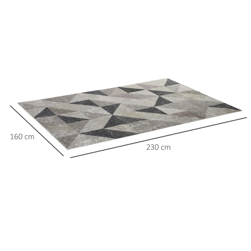 HOMCOM Alfombra de Salón Moderna de Terciopelo 230x160 cm Alfombra Geométrica para Dormitorio Oficina Gris