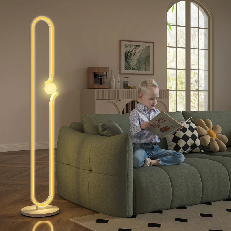HOMCOM Lampada da Terra a LED a forma di Nota Musicale con Luminosità Regolabile e Pedale, 28x28x145 cm, Bianco