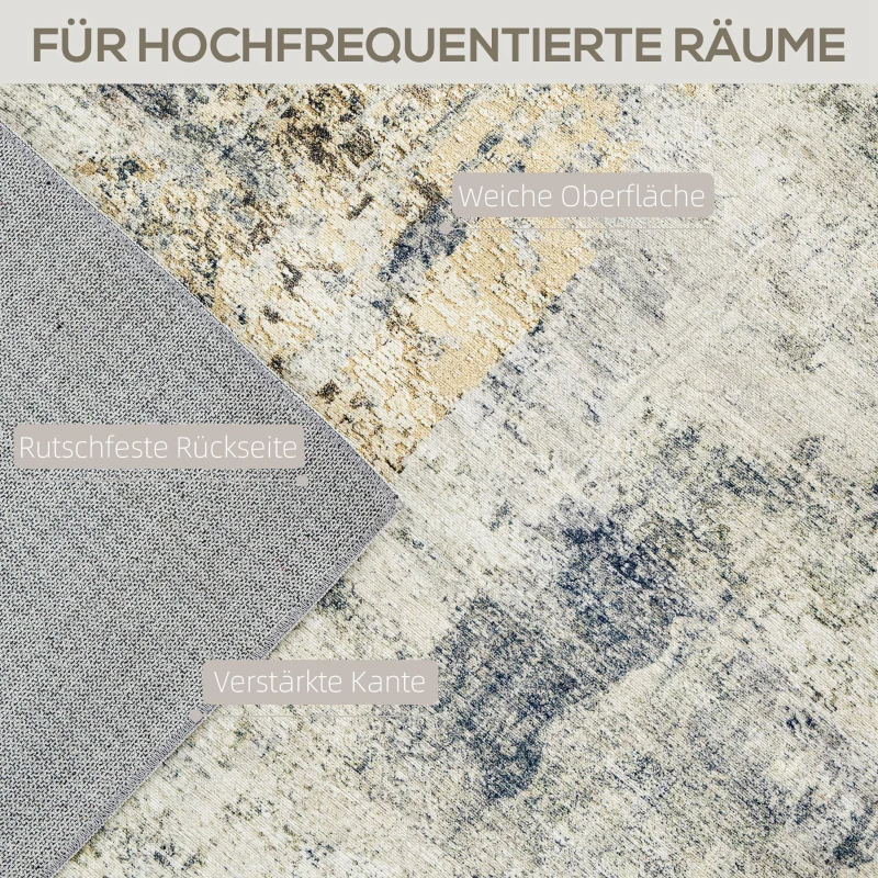 HOMCOM Dywan do salonu, poliester, nowoczesny wzór artystyczny, pralny, Szary