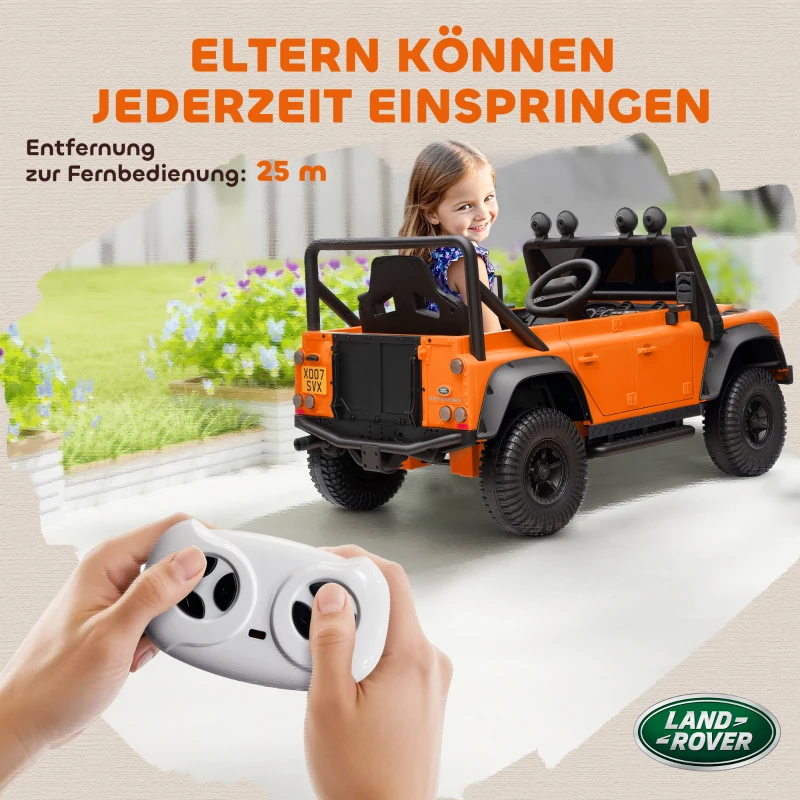 AIYAPLAY Kinder-Elektroauto, 12V batterij-werking, afstandsbediening, muziekfunctie, claxon, LED-lichten, Oranje(m-8)