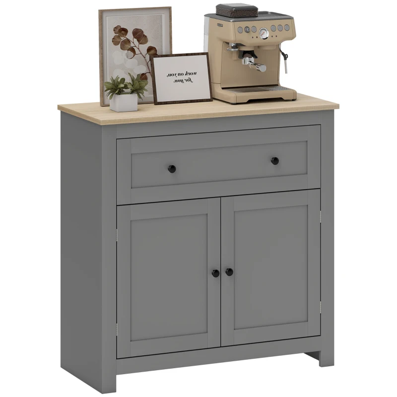 HOMCOM Credenza Cucina con Cassetto e Armadietto con Ripiano Regolabile, in Legno, 78.5x35x80 cm, Multicolore