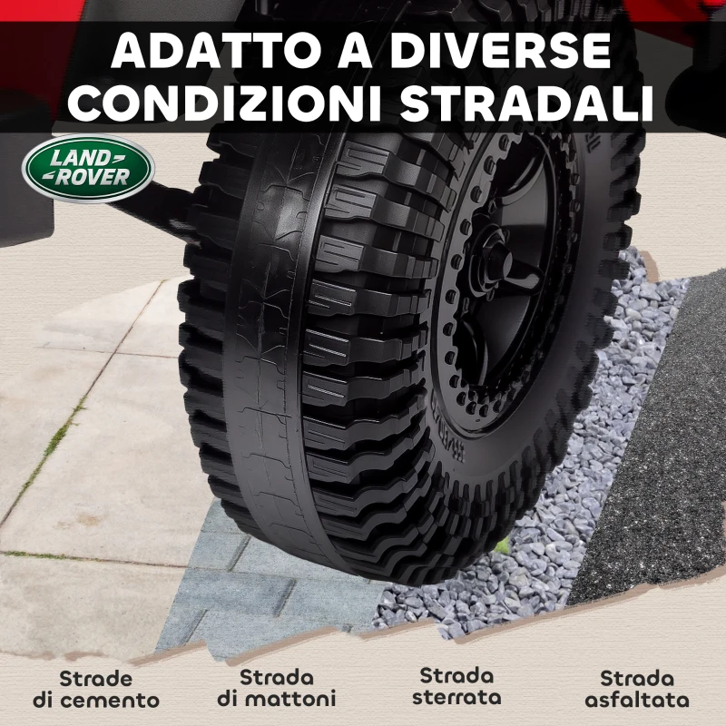 AIYAPLAY Macchina Elettrica per Bambini 3-5 Anni Land Rover Officiale 12V con Telecomando, Sospensioni, Luci LED, Rosso