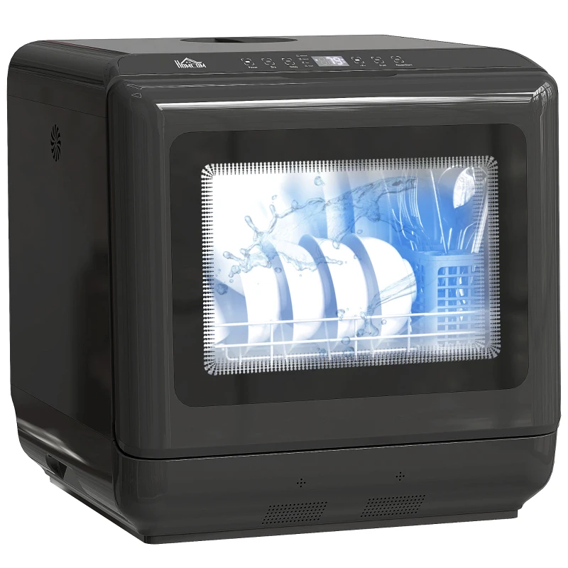 HOMCOM 6L Five-Mode Tabletop Dishwasher - Black