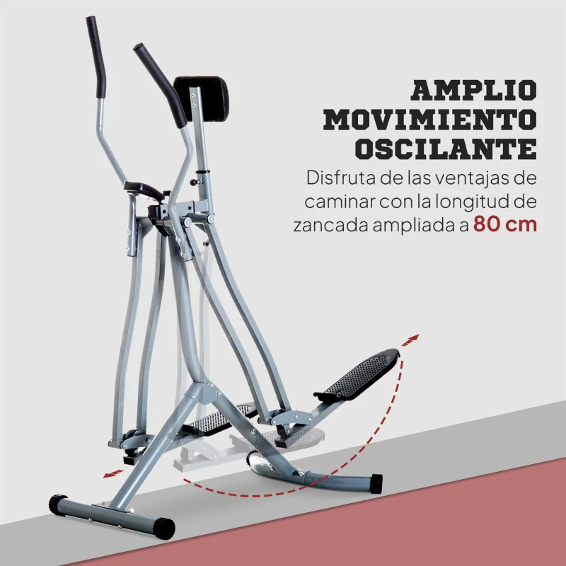 HOMCOM Bicicleta Elíptica Ajustable con Pantalla Carga 110 kg Air Walker para Entrenamiento Cintura Caderas 96x60x152 cm Gris