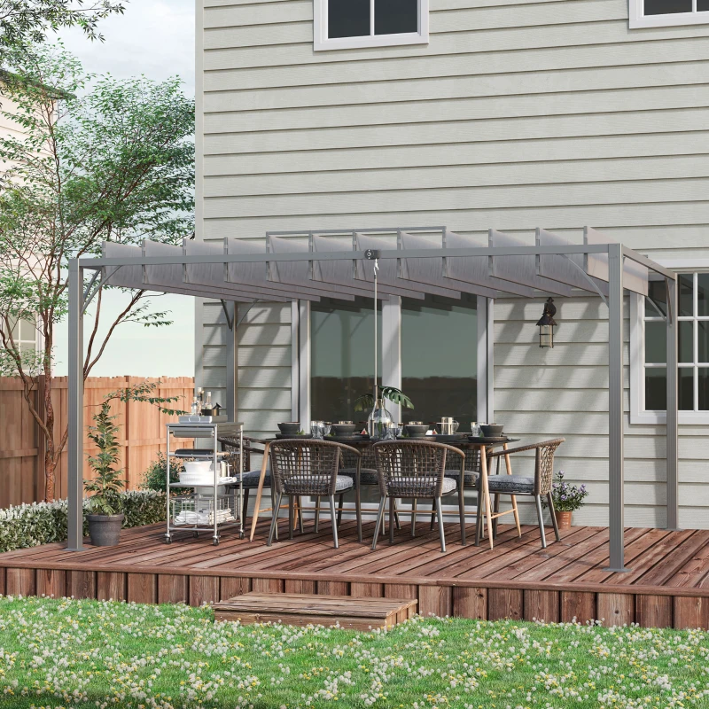 Outsunny Pergola 4 x 3 m bioclimatique pergola avec lames orientables style contemporain UV 50+ aluminium - gris(m-8)
