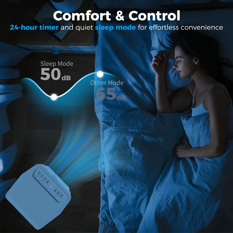 HOMCOM 5000 BTU Portable Air Conditioner, 4-in-1 Air Conditioning Unit, Dehumidifier, Cooling, Fan, Sleep Mode, with Remote Control, 2 Speeds, 24H Timer, Window Venting Kit, 12m²