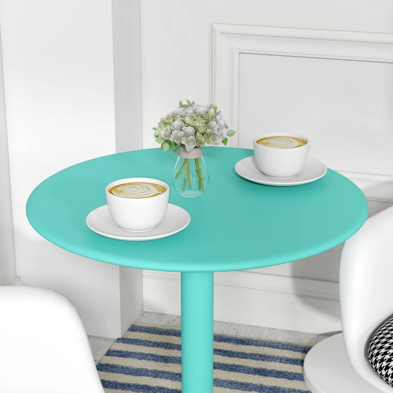 HOMCOM Mesa de Comedor Redonda para 2 Personas Mesa de Cocina de Acero para Interior y Exterior Ø60x72 cm Verde