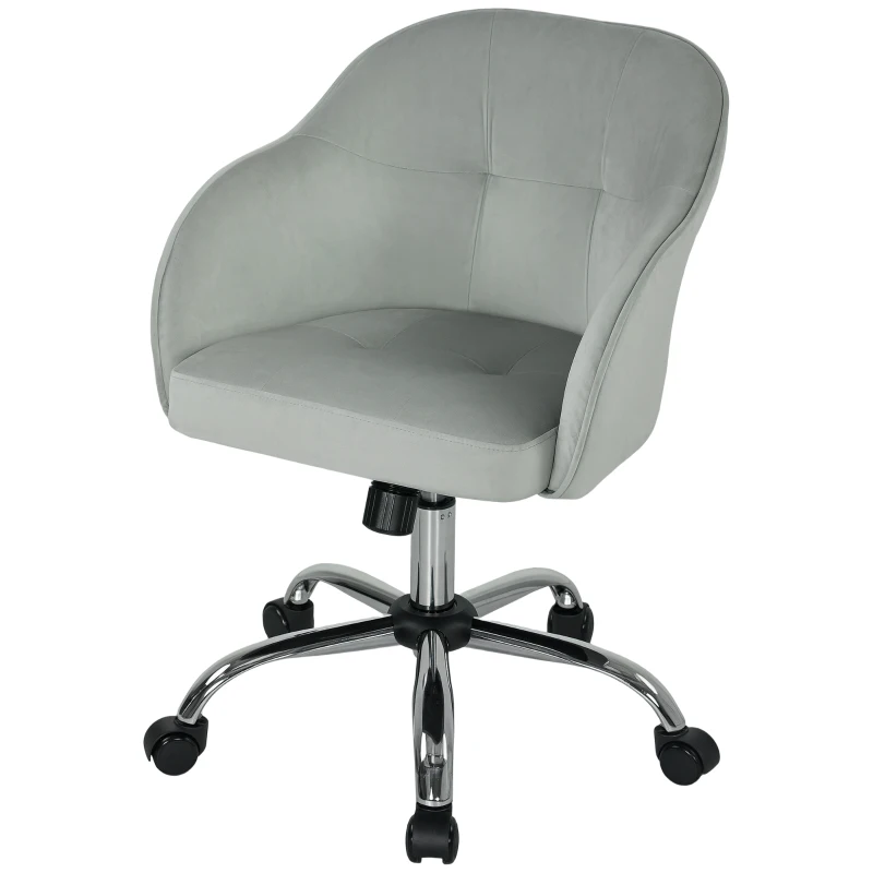 HOMCOM 46-56 cm Velvet-feel Office Chair - Grey