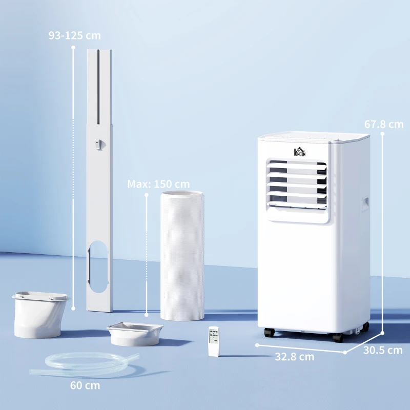 HOMCOM 5000 BTU Portable Air Conditioner, 4-in-1 Air Conditioning Unit, Dehumidifier, Cooling, Fan, Sleep Mode, with Remote Control, 2 Speeds, 24H Timer, Window Venting Kit, 12m²