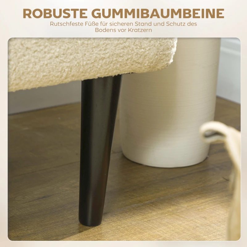 HOMCOM Sitzbank im Vintagedesign, Schuhbank, versteckter Stauraum, Kaschmir-Optik, Beige + Schwarz