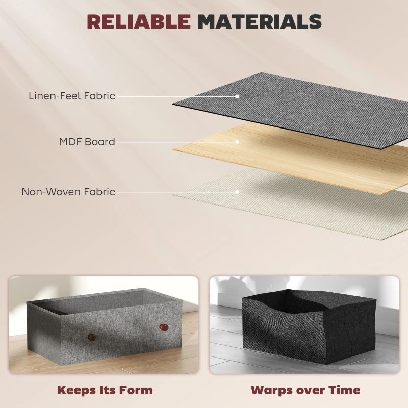 HOMCOM Chest of Drawers, Dresser with 4 Fabric Drawers - Grey and Rustic Brown