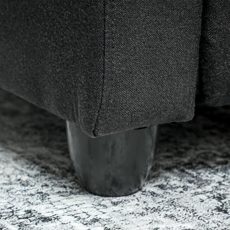 HOMCOM Relaxsessel, verstellbar 135°, ausziehbare Fußstütze, gepolsterte Lehnen, Leinen-Polyester, Schwarz(m-9)