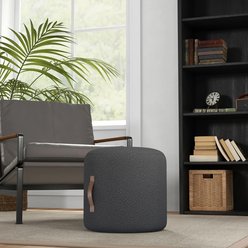 HOMCOM Hocker, Fußhocker in einem modernen Design, Dunkelgrau + Braun