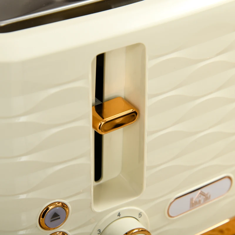 HOMCOM 2-in-1 Toaster- und Wasserkocher-Set, 7 Bräunungsstufen, Auftau- und Aufwärmfunktion, Beige(m-9)