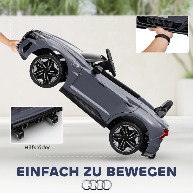 HOMCOM Elektrische kinderauto met afstandsbediening, veiligheidsriem, claxon, muziek, koplamp, tot 5 km/u, 3-5 jaar, Grijs