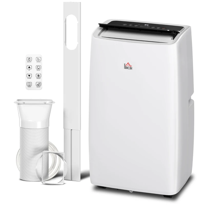 HOMCOM Portable Air Conditioner 14000 BTU, 4-in-1 Air Conditioning Unit, Dehumidifier, Cooling, Fan, Sleep Mode with 3 Speeds, Remote Control, LED Display, 24H Timer, Window Kit, Children Lock, 40m²