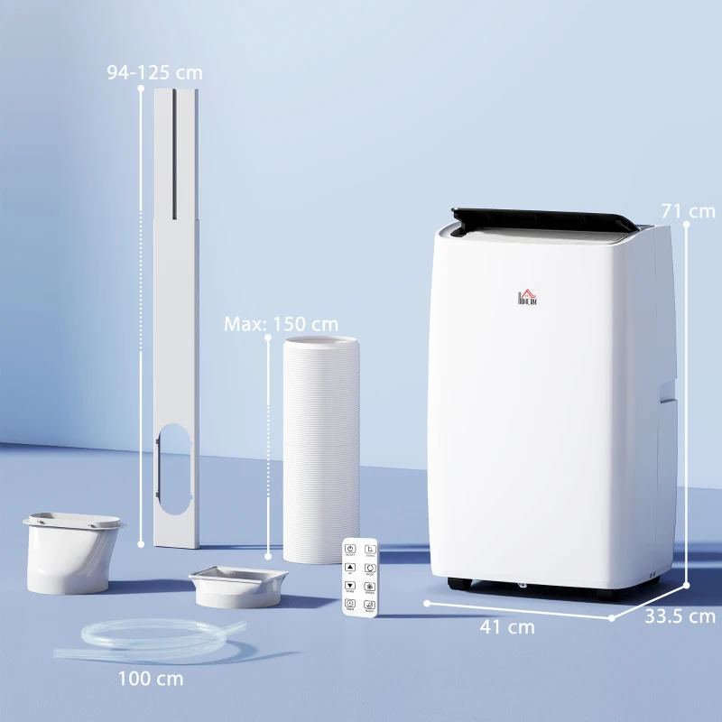 HOMCOM Portable Air Conditioner 14000 BTU, 4-in-1 Air Conditioning Unit, Dehumidifier, Cooling, Fan, Sleep Mode with 3 Speeds, Remote Control, LED Display, 24H Timer, Window Kit, Children Lock, 40m²