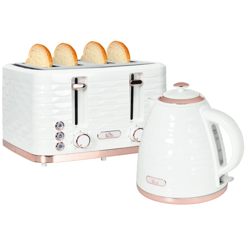 HOMCOM Set tostapane e bollitore 2-in-1, 7 livelli di doratura, funzione di scongelamento e riscaldamento, Crema