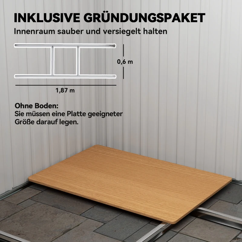 Outsunny Gerätehaus Metall 2,3 m² 207 x 130 x 182 cm Geräteschuppen mit Pultdach Fenster Bodenrahmen Grün(m-6)