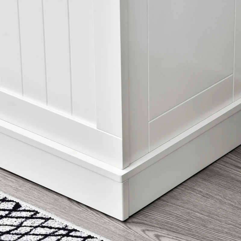 HOMCOM Garderobe mit Sitzbank, 5 Kleiderhaken, 1 Stauraum, Wandgarderobe, Weiß + Schwarz