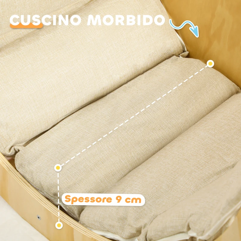 AIYAPLAY Arco Montessoriano 3 in 1 per Bambini da 18-48 Mesi, Struttura da Arrampicata, Tavolino e Dondolo con Cuscino