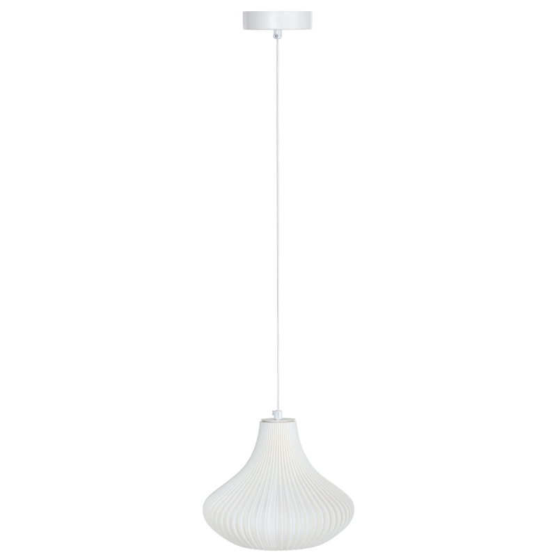 HOMCOM Candeeiro Suspensoo Moderno Candeeiro de Teto com Ecrã de Impressão 3D Iluminação para Sala de Jantar Ø20,5x17,5 cm Branco