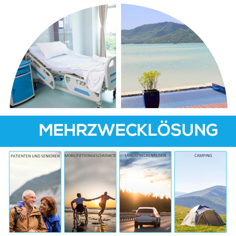 HOMCOM Campingtoilet, 20 L Mobiel WC, Campingtoilet met spoel- en afvoertank, 35,5 x 41 x 42,5 cm, plastic, grijs