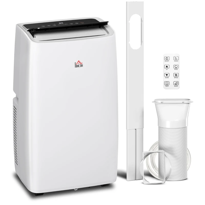 HOMCOM Portable Air Conditioner 14000 BTU, 4-in-1 Air Conditioning Unit, Dehumidifier, Cooling, Fan, Sleep Mode with 3 Speeds, Remote Control, LED Display, 24H Timer, Window Kit, Children Lock, 40m²