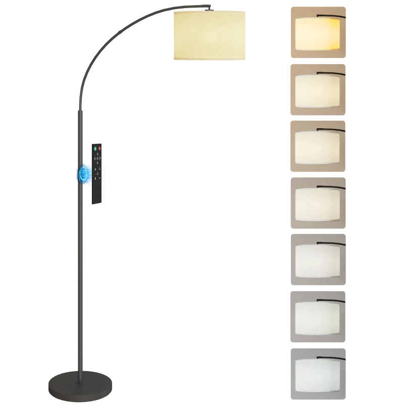 HOMCOM Lampadaire avec télécommande abat-jour réglable 11 température de couleurs et 11 niveaux de luminosité minuterie noir