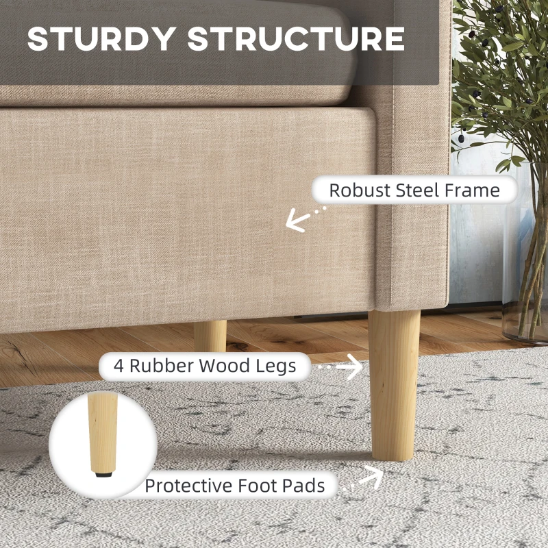 HOMCOM Modern Accent Chair, Comfy Fireside Chair, Upholstered Armchair for Living Room, Bedroom, Home Office, Beige