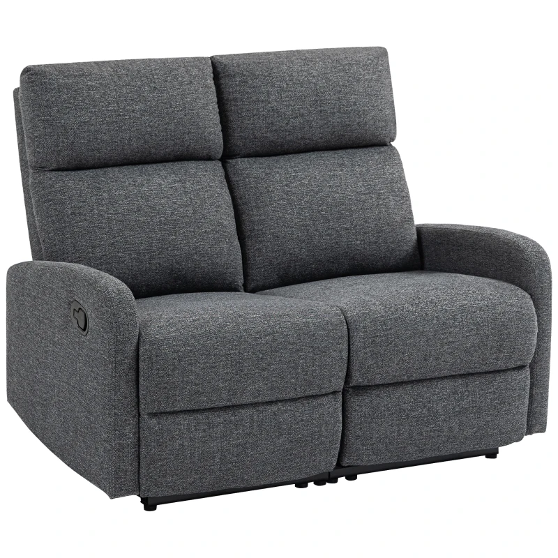 HOMCOM Sofá 2 Plazas Reclinable a 145° máx y Tapizado en Franela Gris 124x91x100 cm