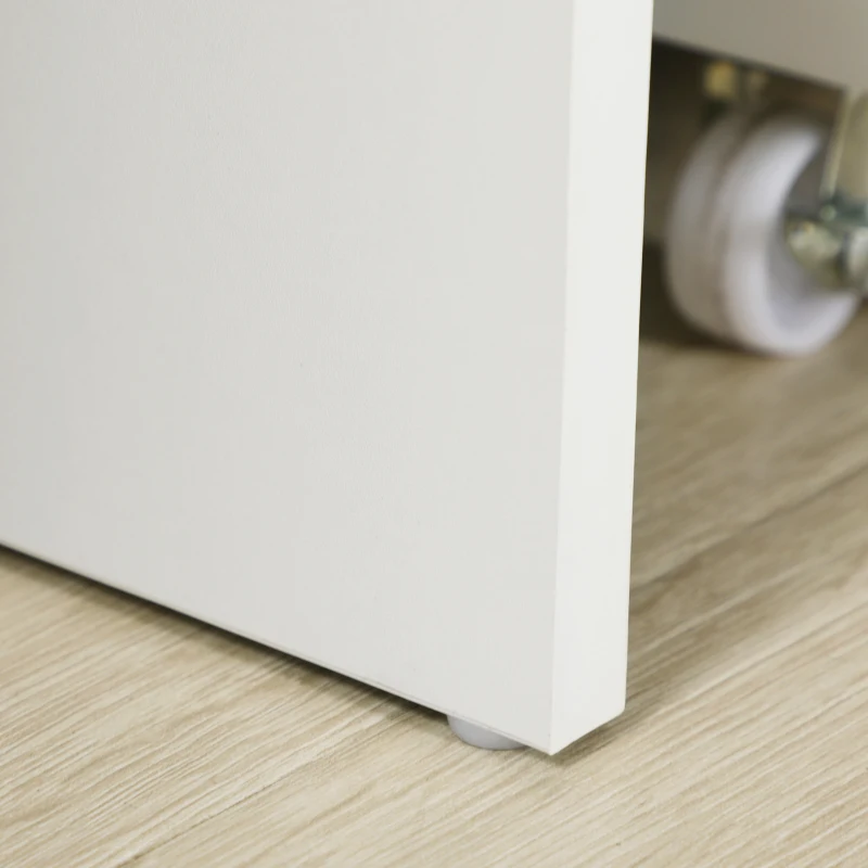 HOMCOM Scrivania per Camera o Ufficio in Legno con 2 Cassetti e 2 Chiavi, 110x50x76cm - Bianco