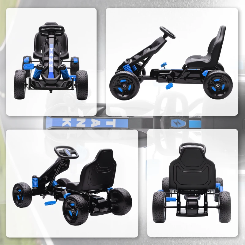 AIYAPLAY Gokart mit Pedalen, Tretauto für Kinder mit Bremse, rutschfeste Räder, Metallrahmen, 3-6 Jahre, Blau(m-9)