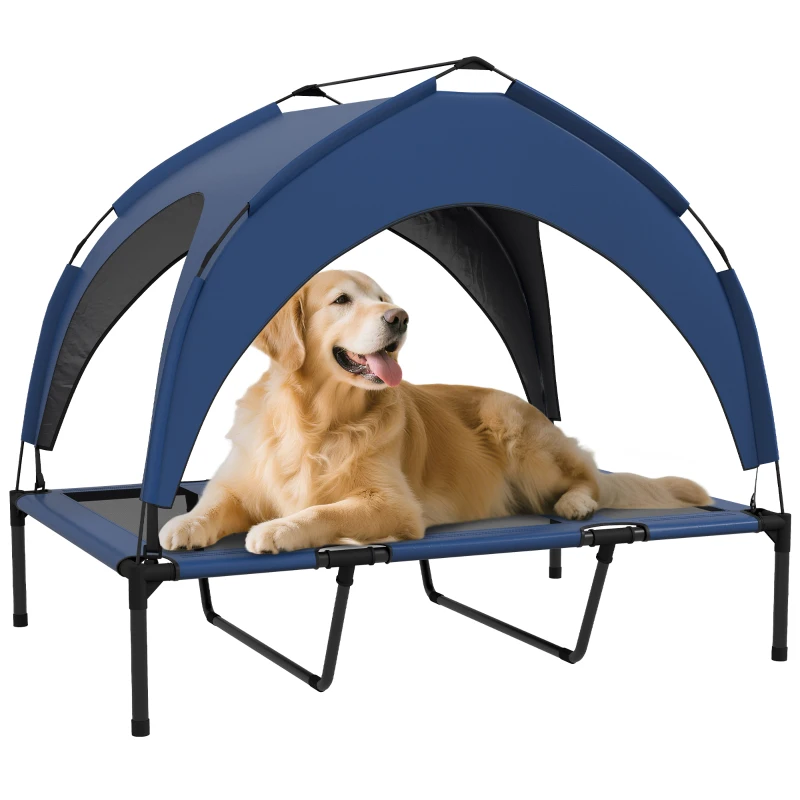 PawHut Cuccia per Cani Taglia Grande con Tettuccio Protettivo, in Acciaio e Poliestere, 106x76x94 cm, Blu Scuro