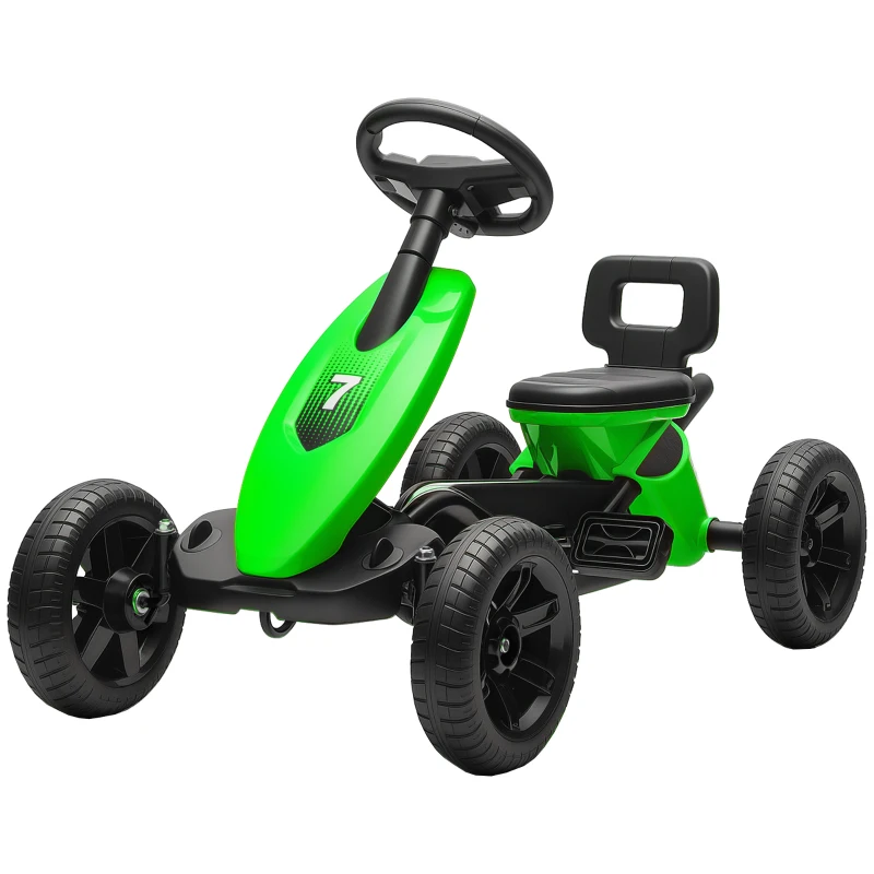 AIYAPLAY Kart à pédales pour enfants, karting enfant de 2 à 5 ans avec roues EVA silencieux, avancer et reculer, vert