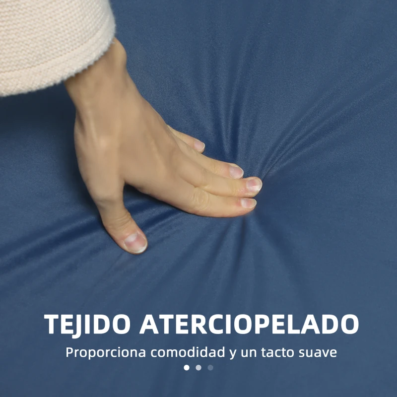 HOMCOM Sofá de 3 Plazas con Tapizado Aterciopelado Estructura Reforzada y Patas Doradas para Salón 194,5x76x76 cm Azul Marino