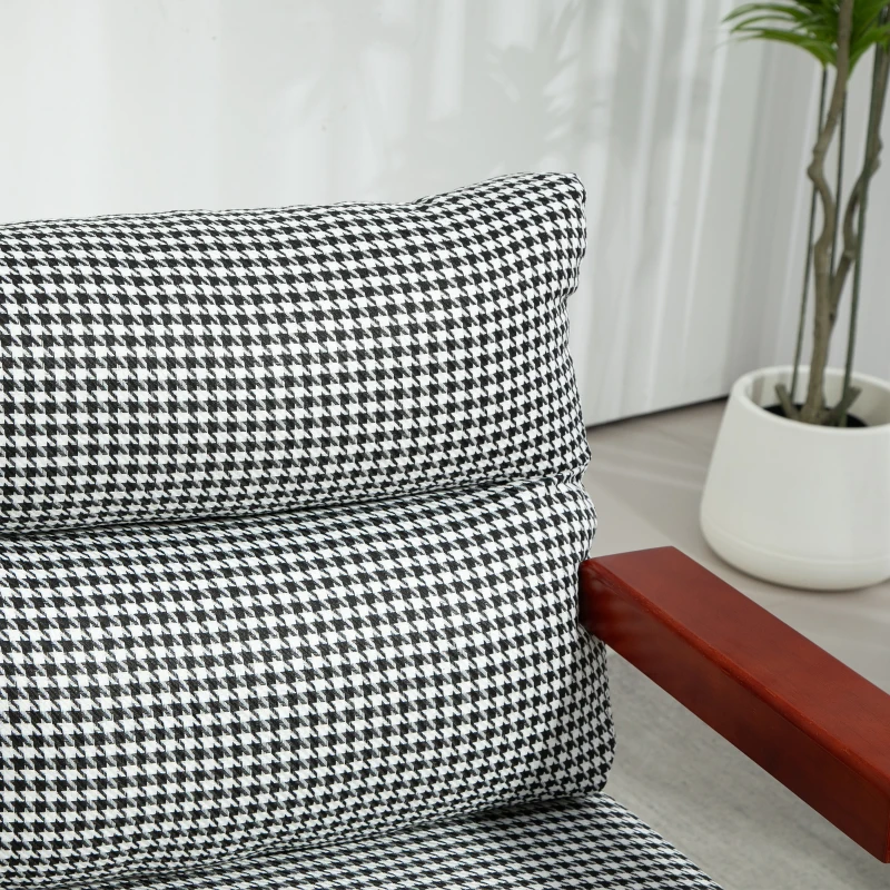 HOMCOM Sessel im Retrodesign, Akzentsessel, Hahnentrittmuster, Holzemelente, Federkern, Schwarz + Weiß