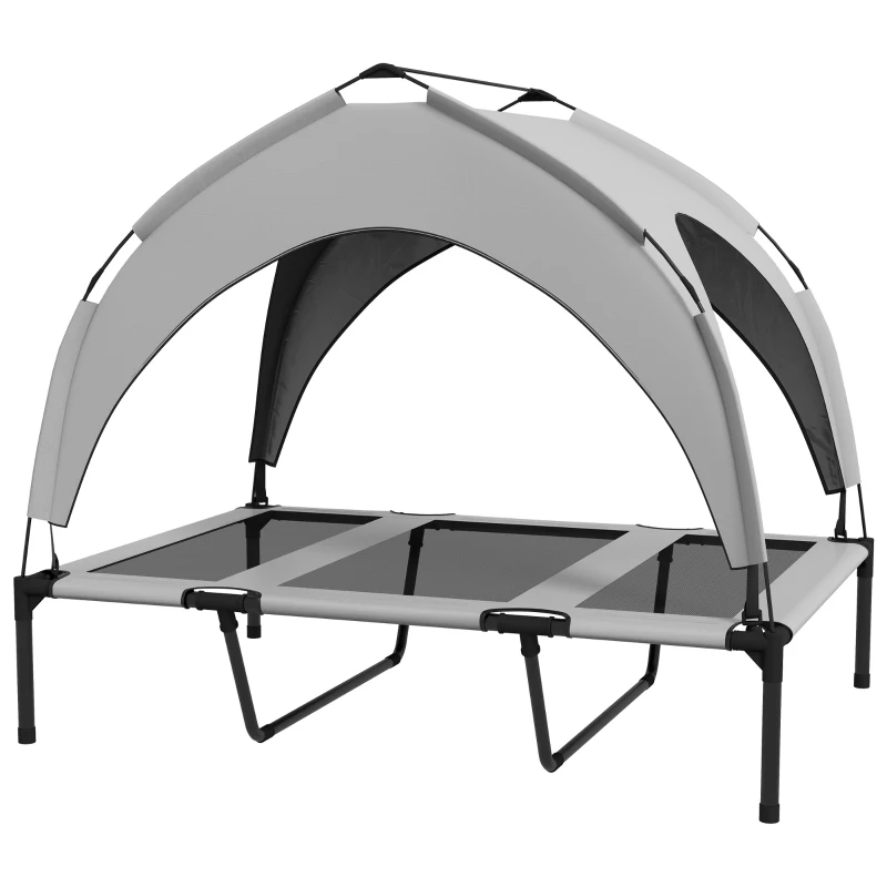PawHut Hundebett Outdoor-Hundebett, wetterbeständig, erhöhtes Gestell, 106 x 76 x 94 cm, Hellgrau