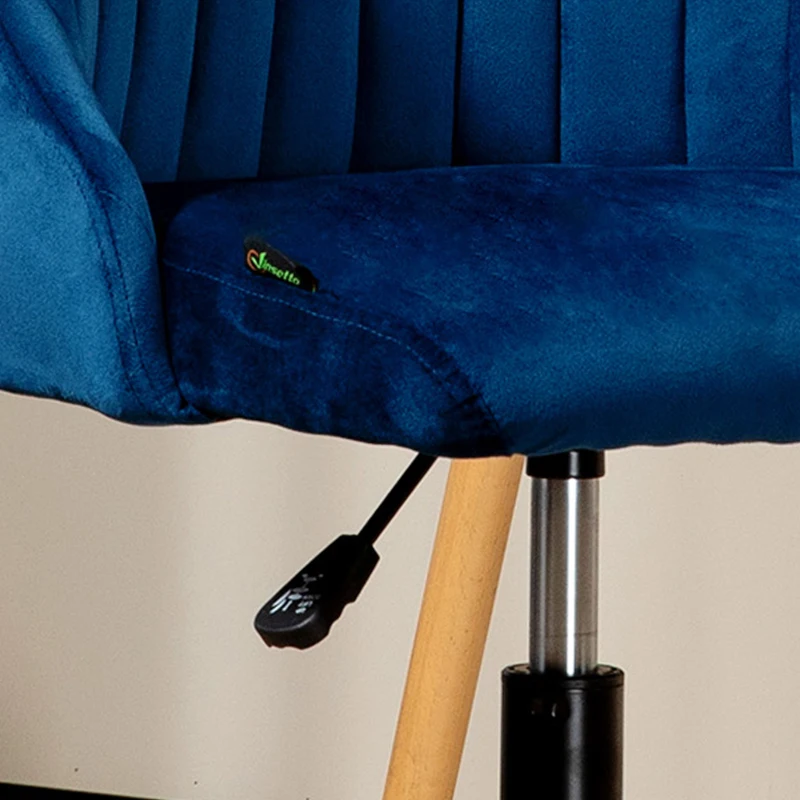 Vinsetto Bürostuhl Drehstuhl Schreibtischstuhl Ergonomisches Liniendesign höhenverstellbar 360° drehbar Schaumstoff Samtartiges Polyester Blau 50 x 58 x 77-87 cm